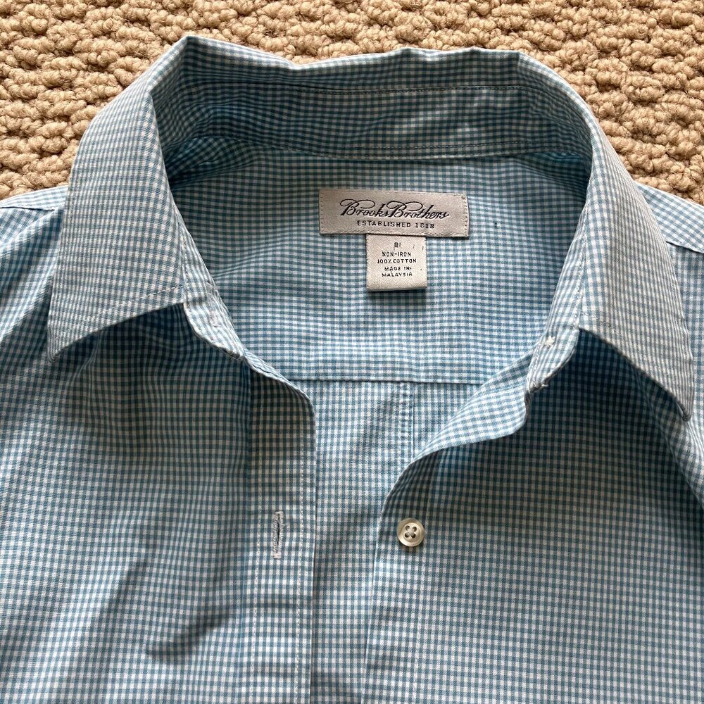Brooks Brothers 100% Cotton Blue and White Gingham Button Down Women's 8
